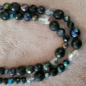 1960's 15" choker double crystal ? black necklace